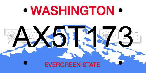 AX5T173 Washington License Plate