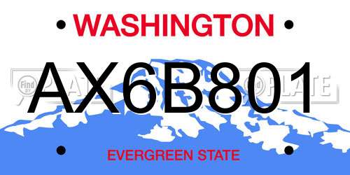 AX6B801 Washington License Plate