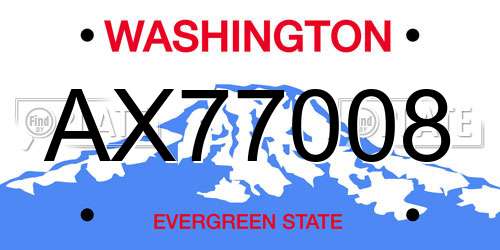 AX77008 Washington License Plate