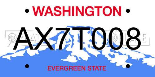 AX7T008 Washington License Plate