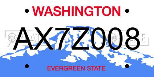 AX7Z008 Washington License Plate