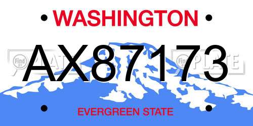 AX87173 Washington License Plate