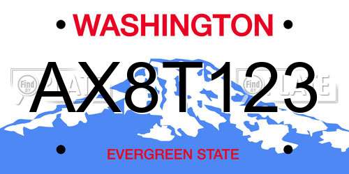 AX8T123 Washington License Plate