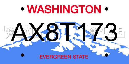 AX8T173 Washington License Plate