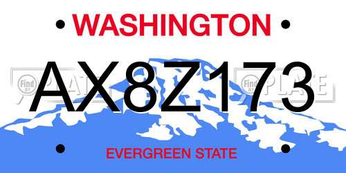 AX8Z173 Washington License Plate