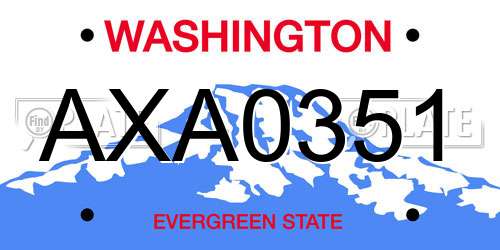 AXA0351 Washington License Plate