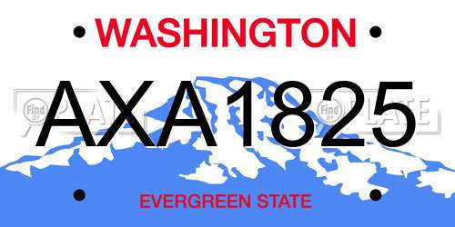 AXA1825 Washington License Plate