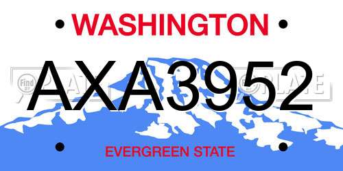 AXA3952 Washington License Plate
