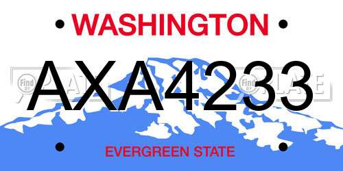 AXA4233 Washington License Plate