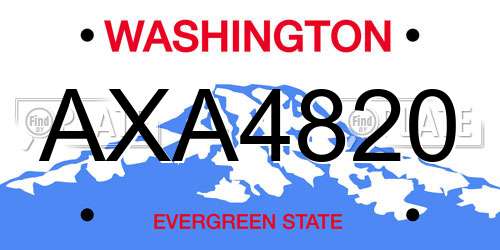 AXA4820 Washington License Plate