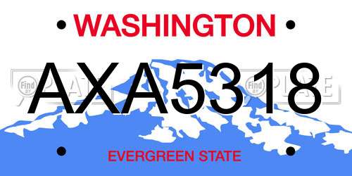 AXA5318 Washington License Plate
