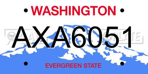 AXA6051 Washington License Plate