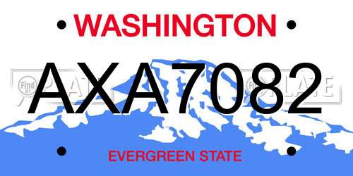 AXA7082 Washington License Plate