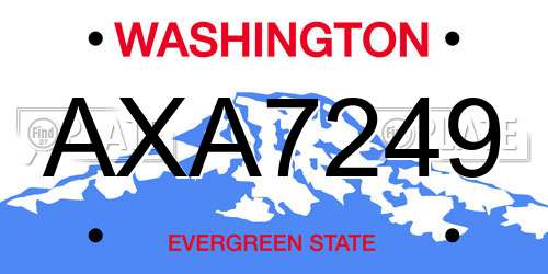 AXA7249 Washington License Plate