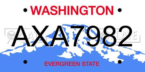 AXA7982 Washington License Plate