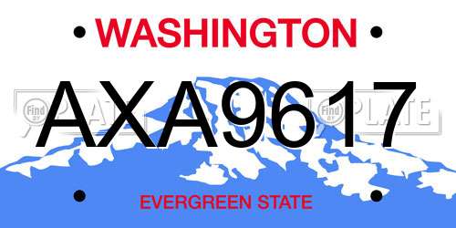 AXA9617 Washington License Plate