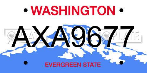 AXA9677 Washington License Plate