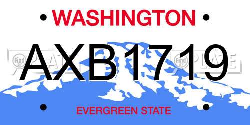 AXB1719 Washington License Plate