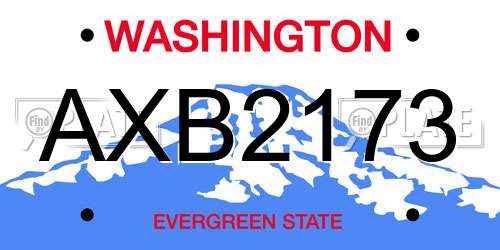 AXB2173 Washington License Plate