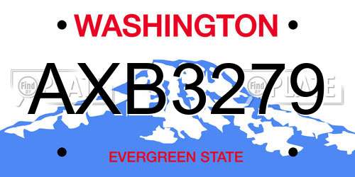 AXB3279 Washington License Plate