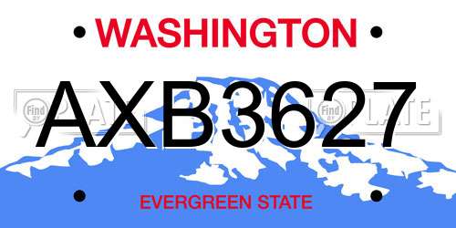 AXB3627 Washington License Plate