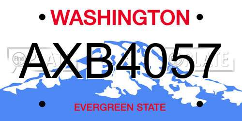 AXB4057 Washington License Plate