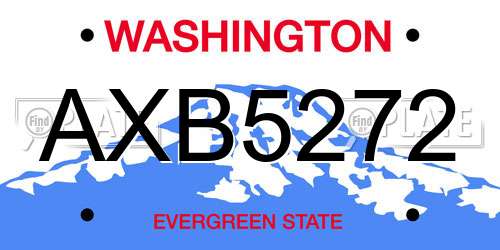 AXB5272 Washington License Plate