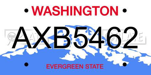 AXB5462 Washington License Plate