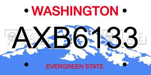 AXB6133 Washington License Plate
