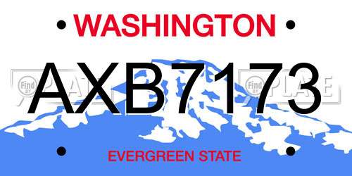 AXB7173 Washington License Plate