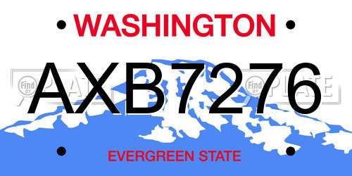 AXB7276 Washington License Plate