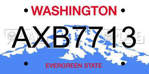 AXB7713 Washington License Plate