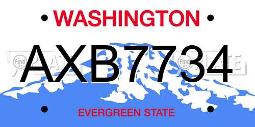 AXB7734 Washington License Plate