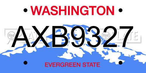 AXB9327 Washington License Plate