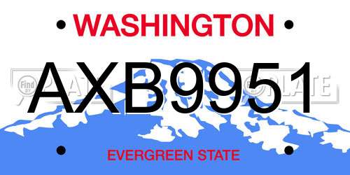 AXB9951 Washington License Plate