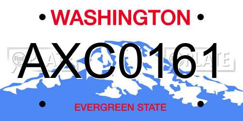 AXC0161 Washington License Plate