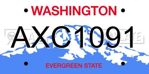 AXC1091 Washington License Plate