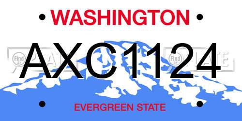AXC1124 Washington License Plate