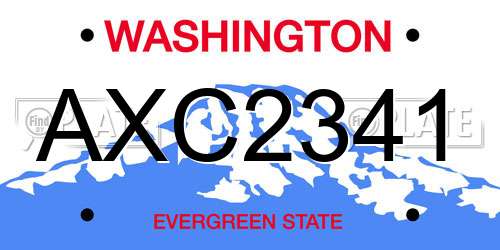 AXC2341 Washington License Plate