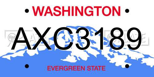 AXC3189 Washington License Plate