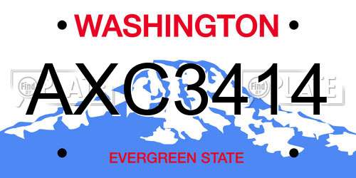 AXC3414 Washington License Plate