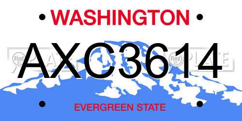 AXC3614 Washington License Plate