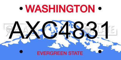 AXC4831 Washington License Plate