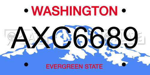AXC6689 Washington License Plate