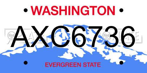 AXC6736 Washington License Plate
