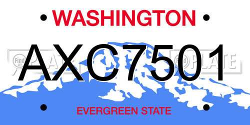 AXC7501 Washington License Plate