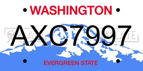 AXC7997 Washington License Plate