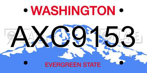 AXC9153 Washington License Plate