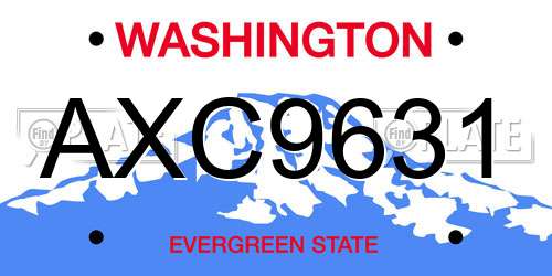 AXC9631 Washington License Plate