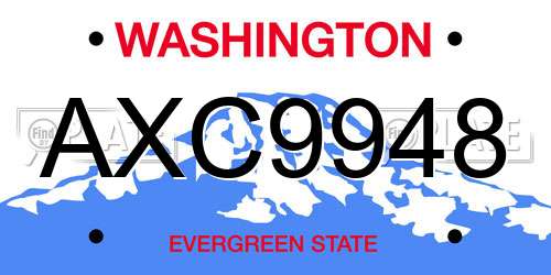 AXC9948 Washington License Plate